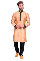 Impressive Golden Silk Kurta Set