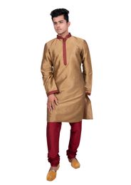 Pleasant Silk Golden Kurta Set