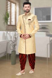 Stylish Look Golden Wedding Sherwani