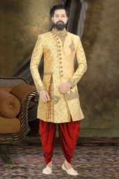 Designer Yellow Wedding Dhoti Sherwani