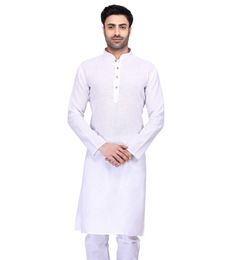 White Cotton Plain Kurta For Men