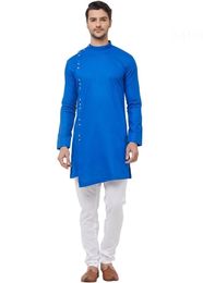 Majesty Royal Blue Cotton Indo Western Sherwani
