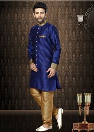 Rich Royal Blue Silk Indo Western Sherwani