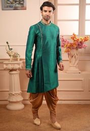 Perfect Green And Gold Indo Western Sherwani