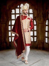 New Concept Maroon Wedding Sherwani