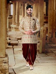 Rich Look Embroidery Sherwani With Harem Dhoti Pants