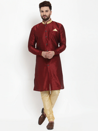 Majestic Maroon Silk Kurta Pyjama