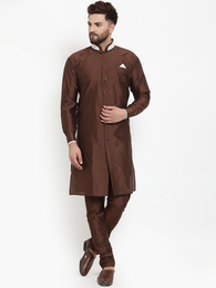 Coffee Festive Silk Kurta Pyjama