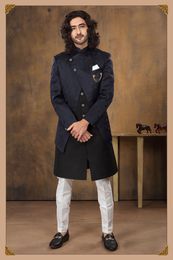 Black Navy Jacket Concept Indo Western