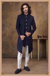 New Concept Blue Indo Western With Jacket