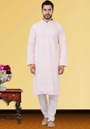 Lucknowi Chikankari Work Light Pink Kurta Set