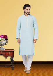 Lucknowi Chikankari Work Sky Blue Kurta Pajama