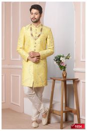 Enchanting Lemon Silk Indo Western Sherwani