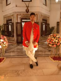 Zig Zag Mirror Work Open Jacket With Kurta Pants