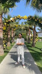 Georgette Silk White Mirror Work Kurta With White Pants