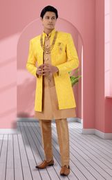 Yellow Gold Color Sherwani Jacket Style