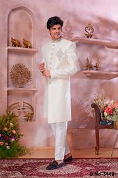 Sophisticated Cream Indo Western Sherwani With Handwork