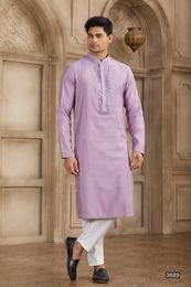 Marvelous Purple Mirror Work Embroidery Kurta Pajama