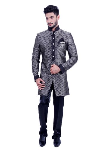 Silver &  Black  Indowestern Sherwani  RK1084