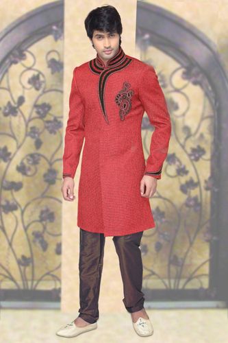 Impeccable Orange Color Indo Western Sherwani