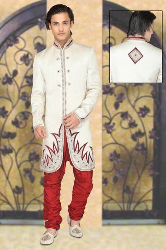 Cream Color Fancy Look Indo Western Sherwani