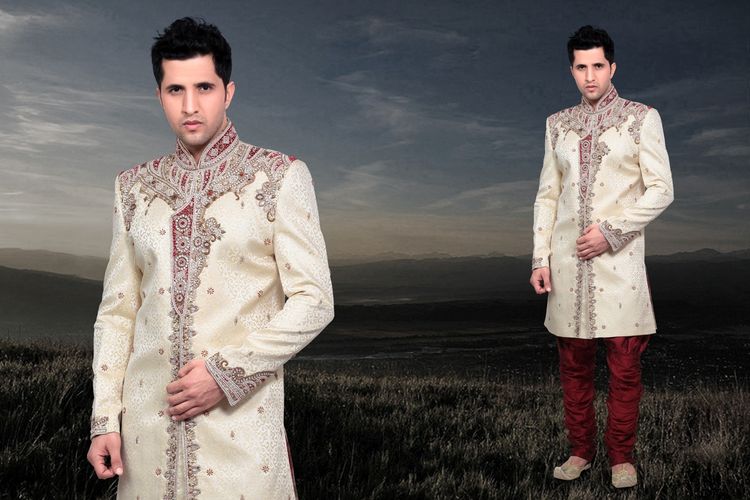 Smashing Beige Color Indo Western Sherwani
