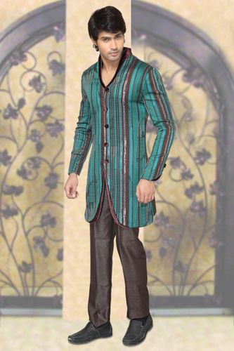 Blue & Brown Color Trendy Indo Western Sherwani