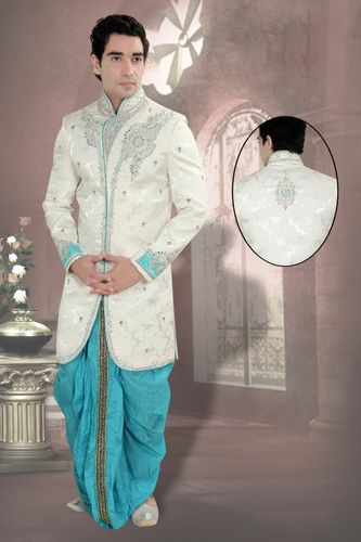 Engrossing White Color Indo Western Sherwani