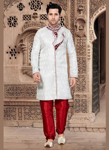 Charming Price White Color Indo Western Sherwani