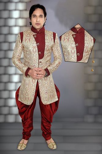 Grey Color Ethnic Wear Indo Western Sherwani