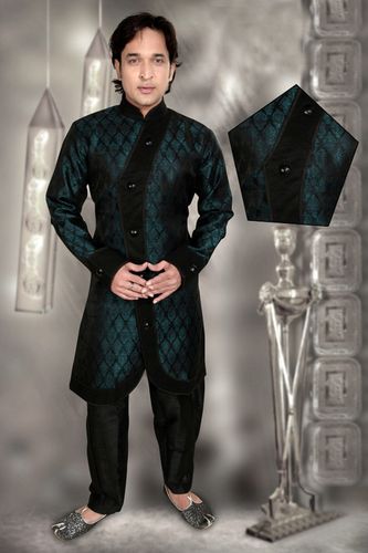 Sophisticated Black & Blue Color Indo Western Sherwani