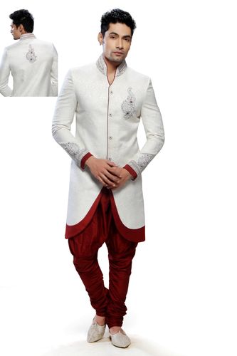 White Color Festive Indo Western Sherwani