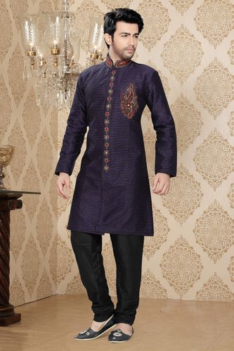 Mythical Black & Violet Color Indo Western Sherwani