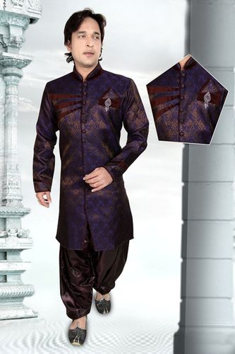 Splendid Grey Color Brocade Indo Western Sherwani