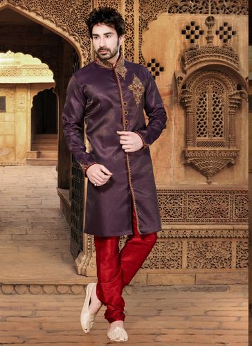 Vibrant Wine Color Indo Western Sherwani