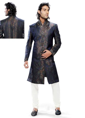 Blue Color Royal Rich Look Indo Western Sherwani