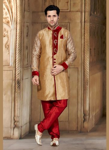 Dazzing Brown Color Indo Western Sherwani