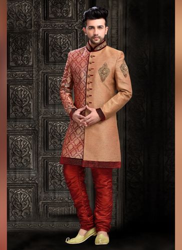 Magnet Brown Color Indo Western Sherwani