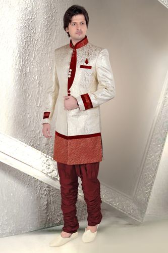 Unique Ivory Cream Color Indo Western Sherwani