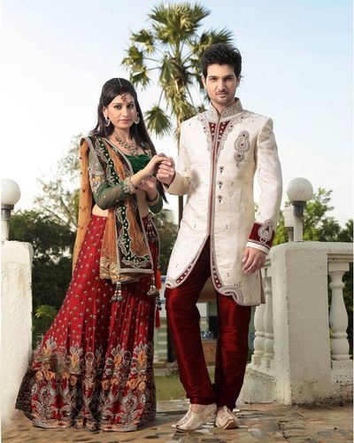 Charming Cream Jacquard Indo Western Sherwani