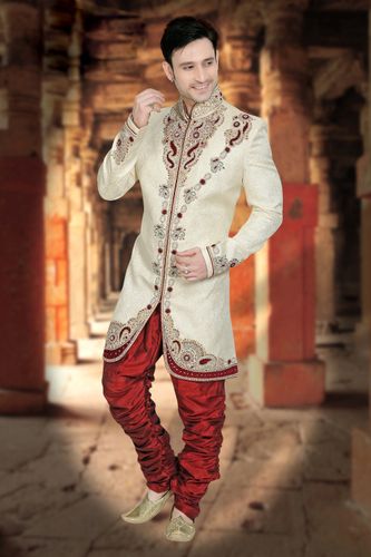 Voguish Beige Color Indo Western Sherwani