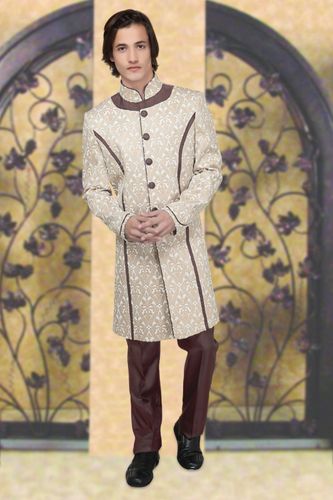Beige & White Beauteous Indo Western Sherwani