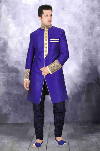 Nice Blue Color Indo Western Sherwani