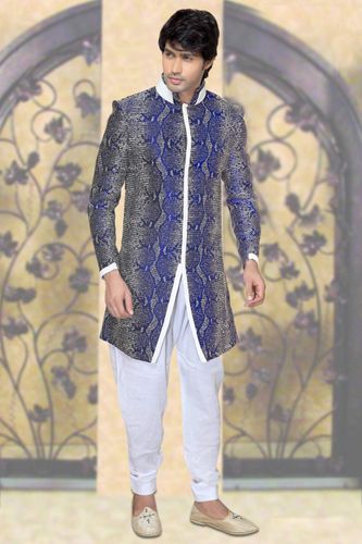 Blue Color Astounding Indo Western Sherwani