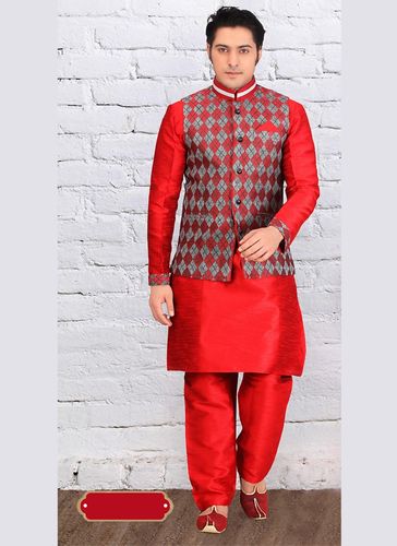 Red Color Ethnic Wear Indo Western Sherwani