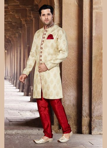 Cream Color Impressive Indo Western Sherwani