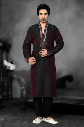 Maroon Color High Neck Kurta Payjama