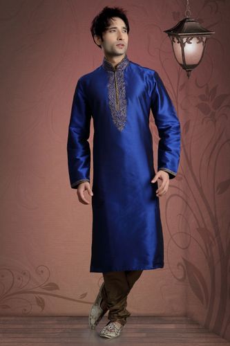 Blue Color Silk Fabric Kurta Payjama