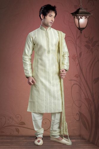Cream Color Raw Silk Kurta Payjama