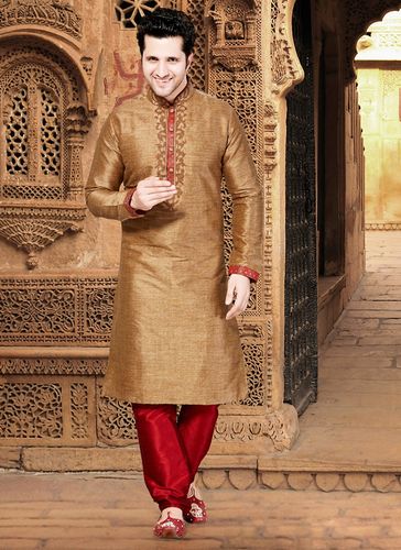 Brown Color Silk Fabric Kurta Payjama